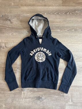 Abercrombie & Fitch Navy Hooded Pullover with Cream Lining